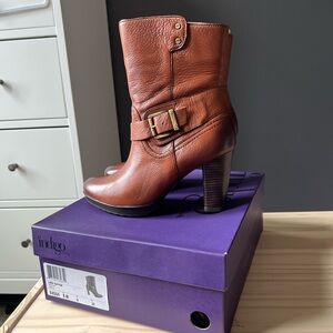 Indigo by Clark’s Brown Lida Sayer Heeled Boots with Buckle 8 M